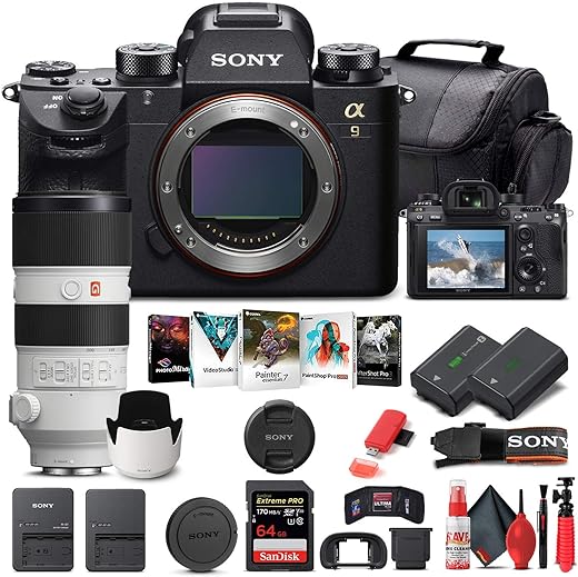 Sony Alpha a9 II Mirrorless Digital Camera (Body Only) (ILCE9M2/B) + Sony FE 70-200mm Lens + 64GB Memory Card + NP-FZ-100 Battery + Corel Photo Software + Case + External Charger + More (Renewed)